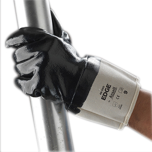 LUVA ALGODAO REVEST BORR NITR EDGE 48500 PRETA T.10 ANSELL