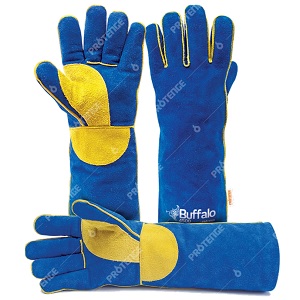LUVA RASPA BUFFALO AZUL/AMARELO 35CM L4500 T.10