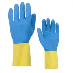 LUVA LATEX NEOPRENE BICOLOR SLIM AZUL/AMARELO 108301830 T.GD