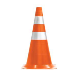 CONE FLEX PVC LJ/BR C/FAIXA REFLETIVA 50CM PLASTCOR